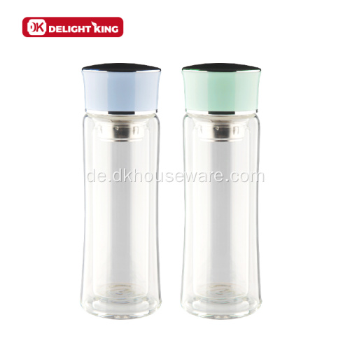 Doppelte Glaswand-Wasserflasche mit Teeinfuser
